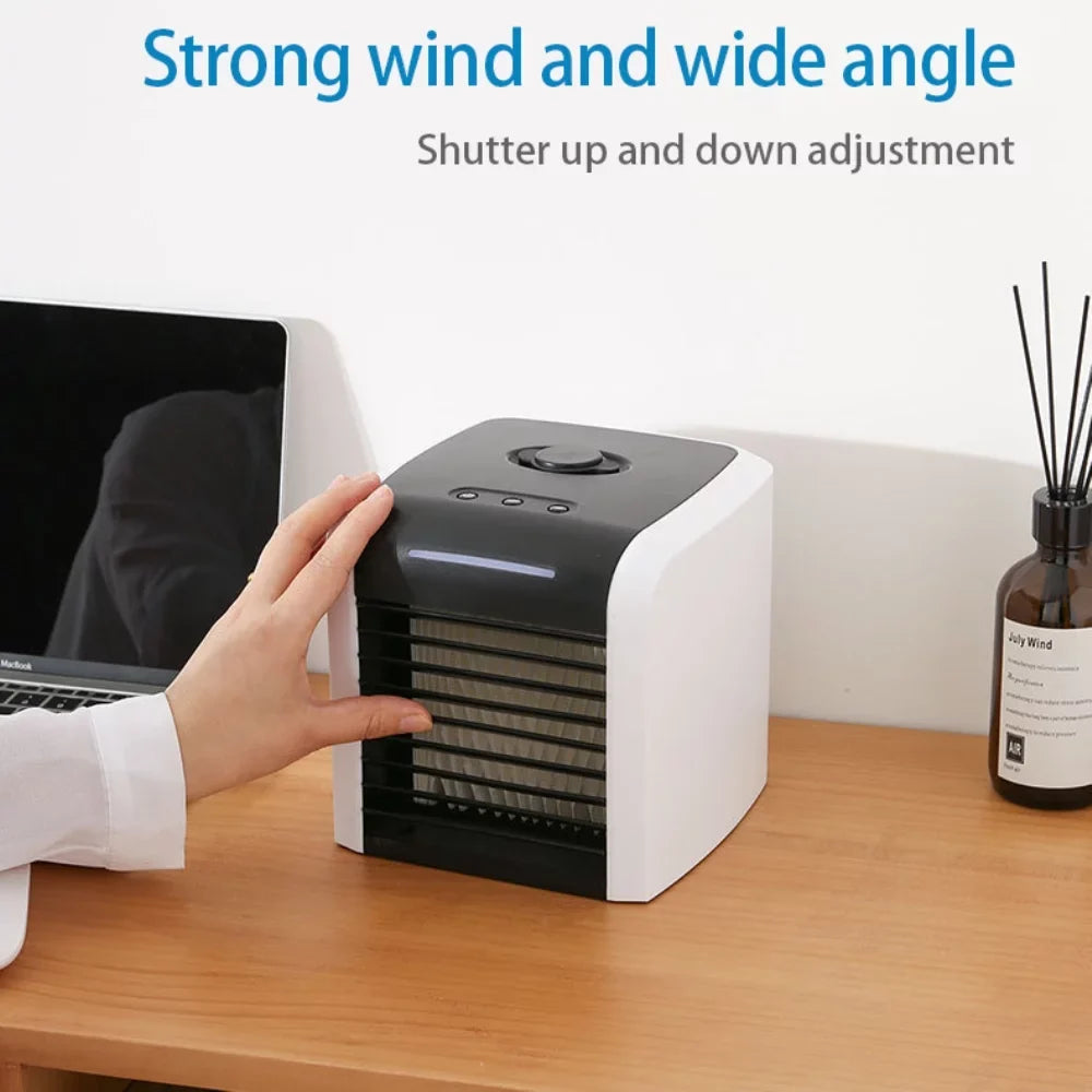Portable Air Conditioner, Mini Evaporative Air Cooler, Personal Rechargeable  Fan, Quiet Desk Fan with 2 Speeds for Home Room Office
