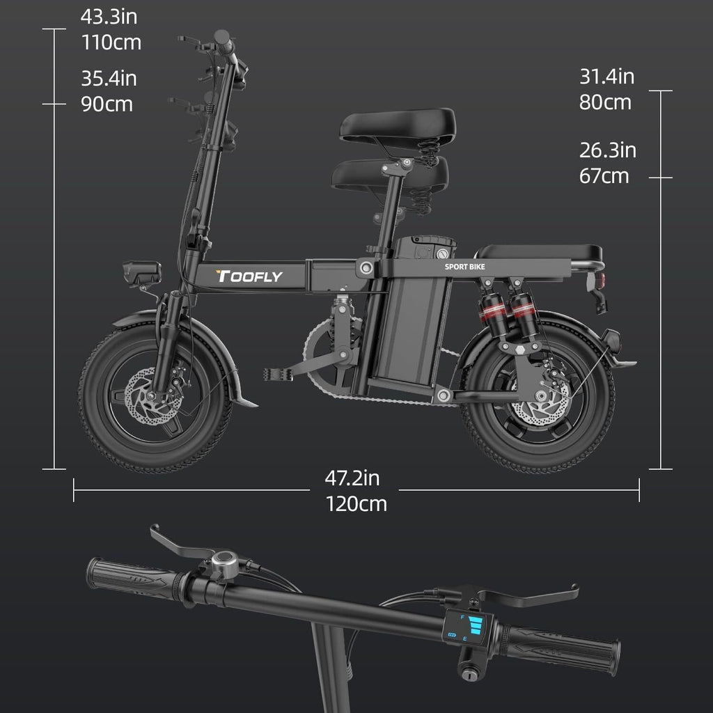 2024 Folding Ebike 14" 400W 48V Electric Bike Bicycle for Adult 15Ah-City Toofly