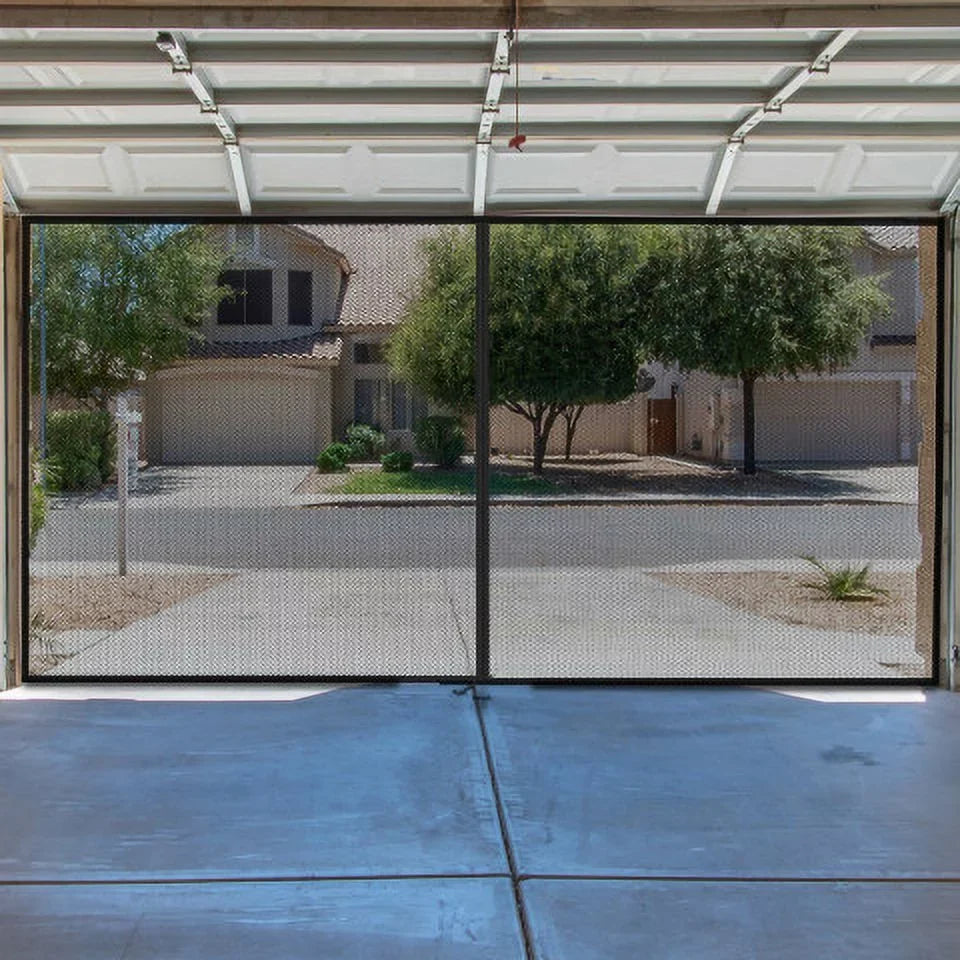 Pure Garden Garage Screen Door - Mesh Mosquito Net to Cover 2-Car Garages, Black  7.45 Lbs (1 Pack)