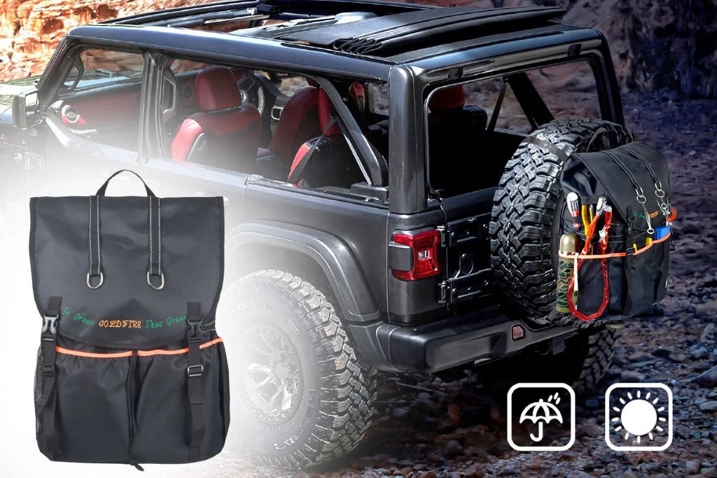 Large Capacity Tire Trash Backpack Spare Tire Tool Storage Bag  Trunk Organizer For Wrangle   Off-Road Outdoors Reshieldy