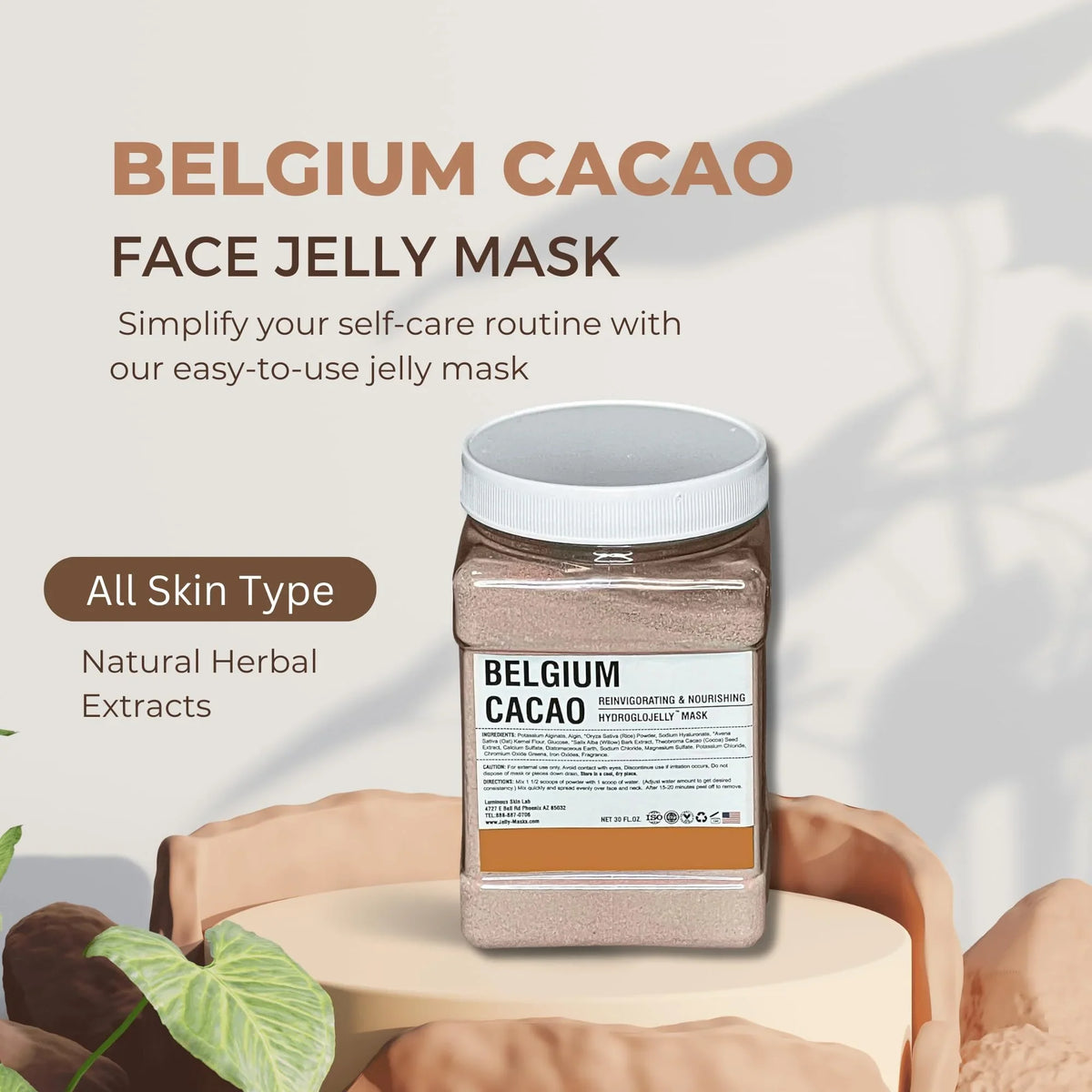 Luminous Skin Lab Belgium Cacao Jelly Mask, Peel off Facial Mask, Anti Aging, Reducing Dark Spot, All Skin Type, 30 fl oz