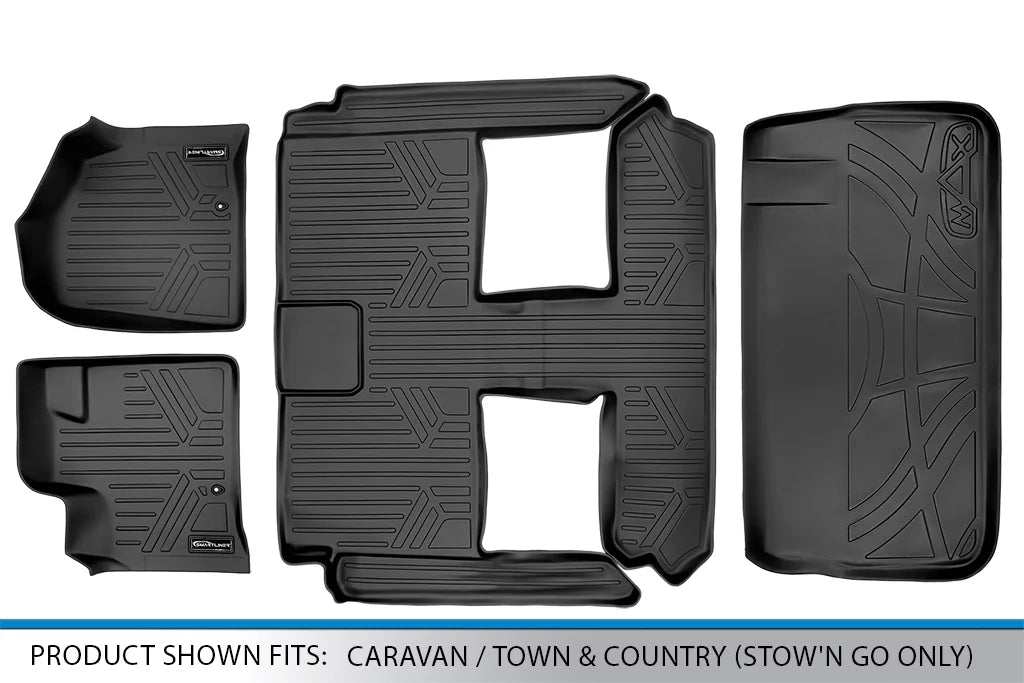 Smartliner Custom 1st 2nd & Cargo Floor Mat Set for Grand Caravan/Town & Country