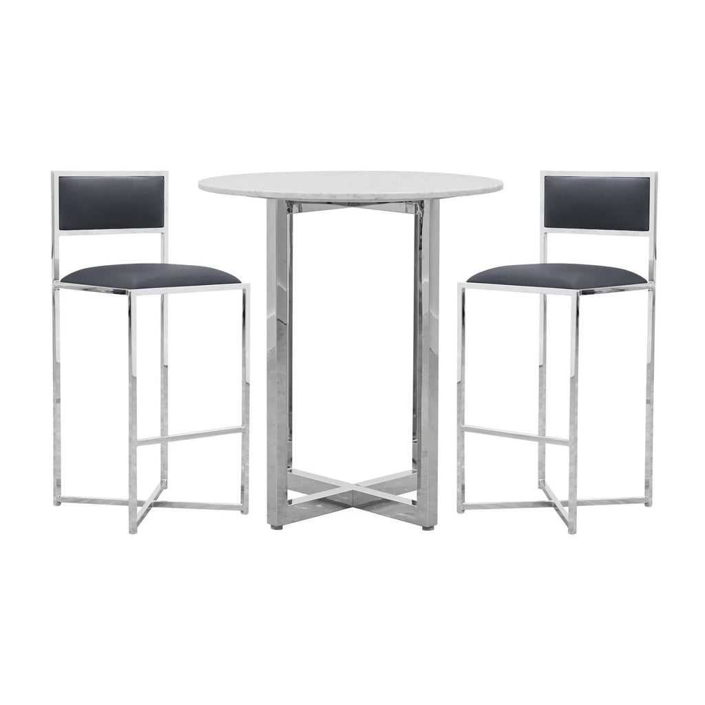 Modus Amalfi 32" Round Bar Table w Marble Top in Taupe