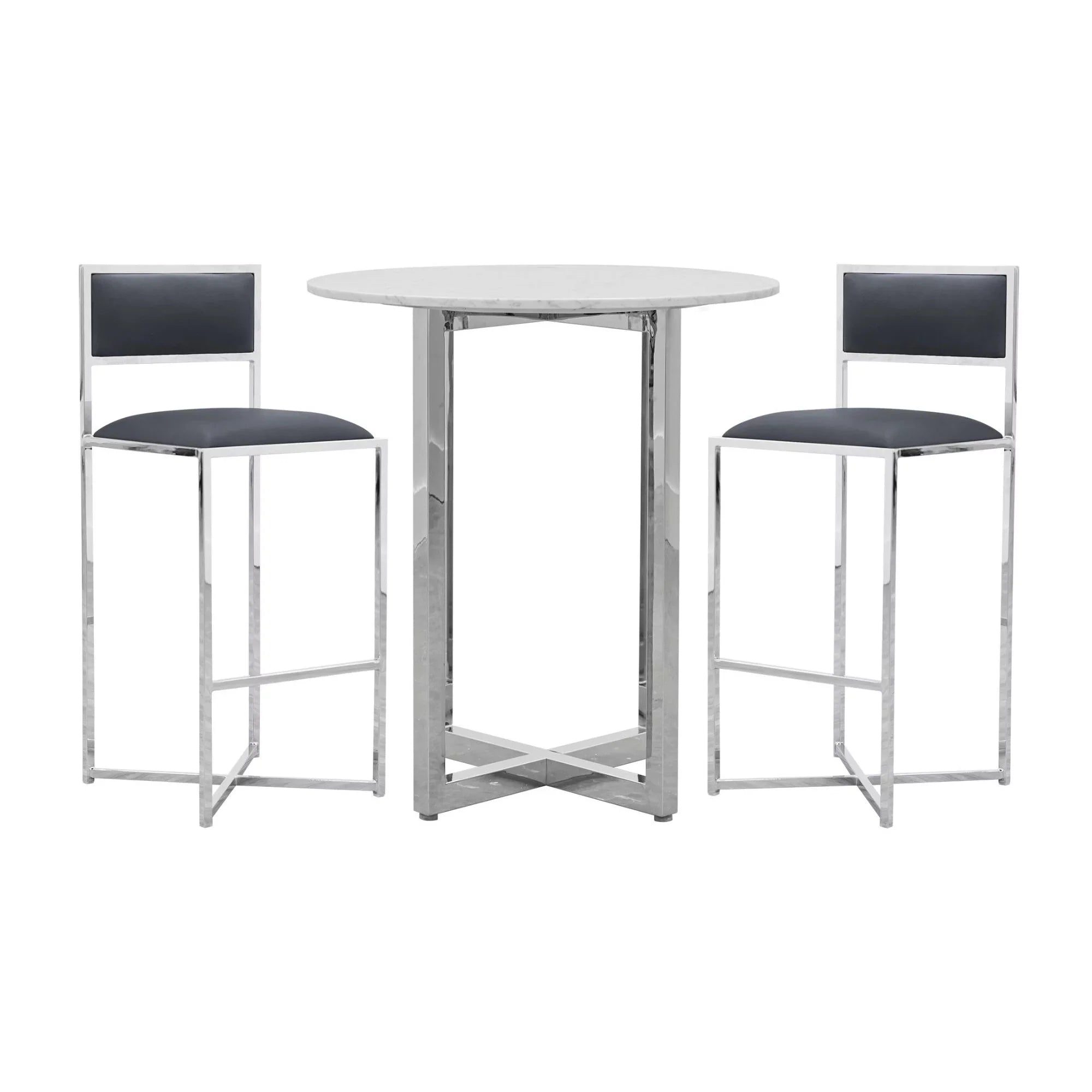 Modus Amalfi 32" Round Bar Table w Marble Top in Taupe