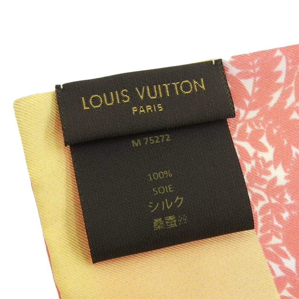 Pre-Owned Louis Vuitton   Bandeau Tropical Flower Scarf Silk Pink Yellow  (Good)