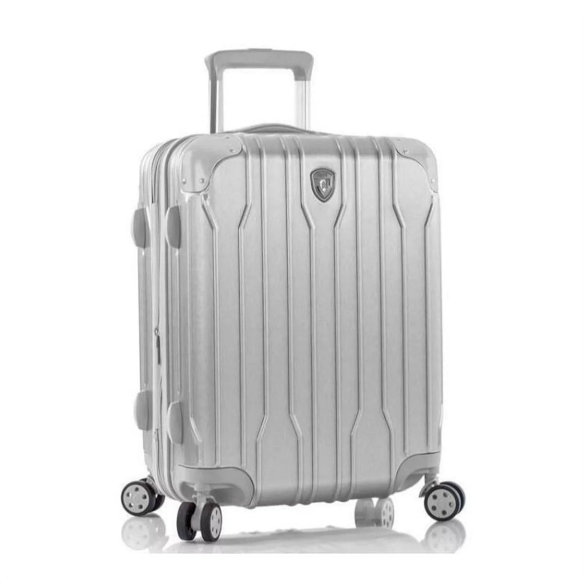 Heys Xtrak 21-Inch Lightweight,  Combination Lock, Expandable, Telescopic Handle System Carry-On Luggage with Spinner Wheels Silver