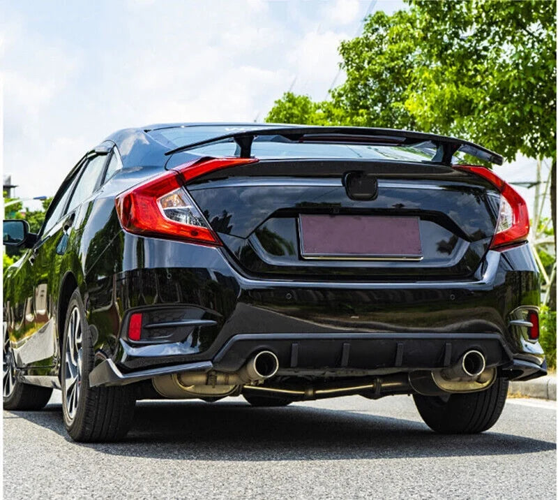 For 2016-2021 Honda Civic Sedan Trunk Spoiler Wing Lip Glossy Black Brake Light