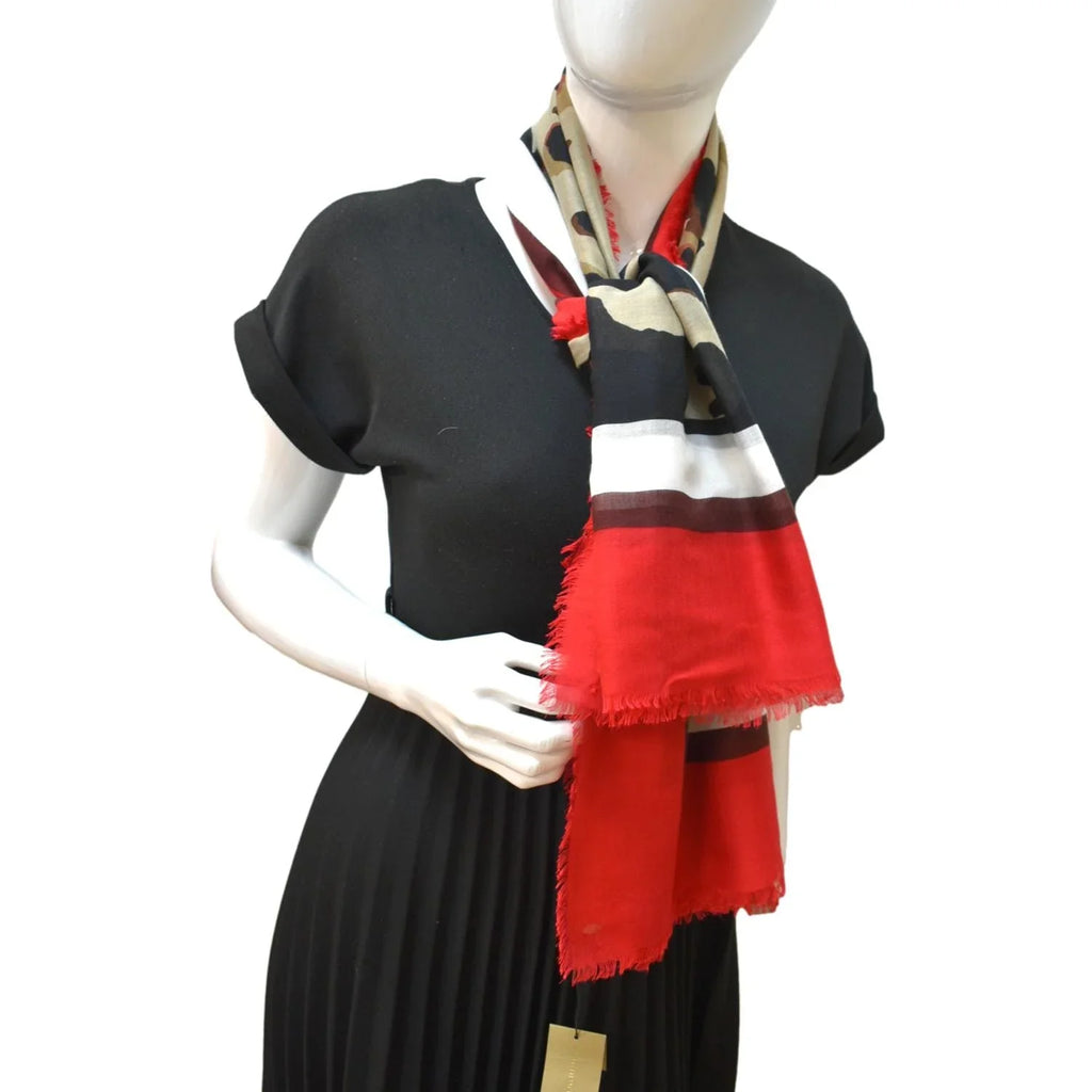 Leopard Print Multicolor Scarf Red