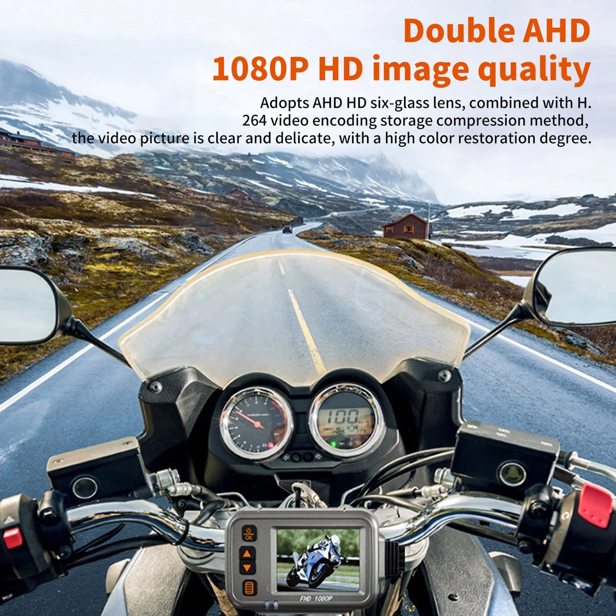 moobody Motorcycle Dash Cam,WiFi Dual 1080p Motorbike Camera ,120° Wide Angle,Parking Monitoring, Timed Recording After Flameout Full Body Waterproof Night Vision With 32G storage card