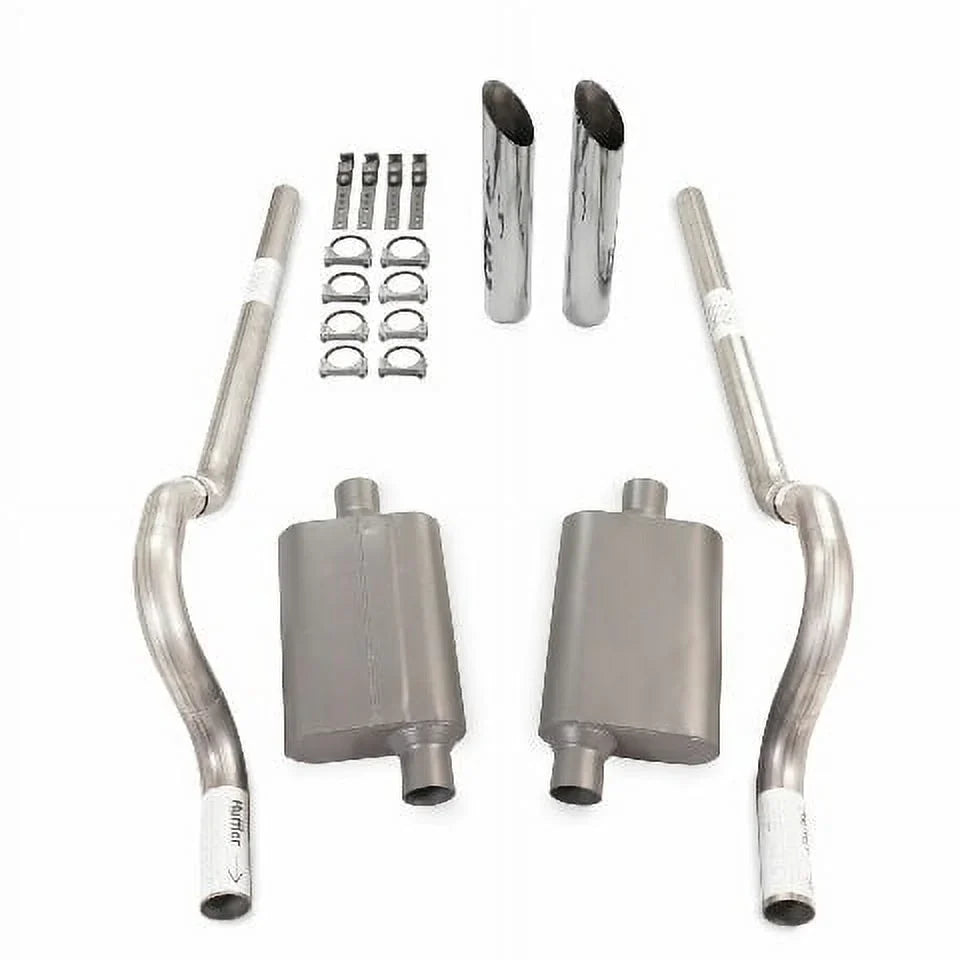 62-74 Mopar  Body Car 2.5" Dual Exhaust Kit 2 Chamber Rear Exit  Tip
