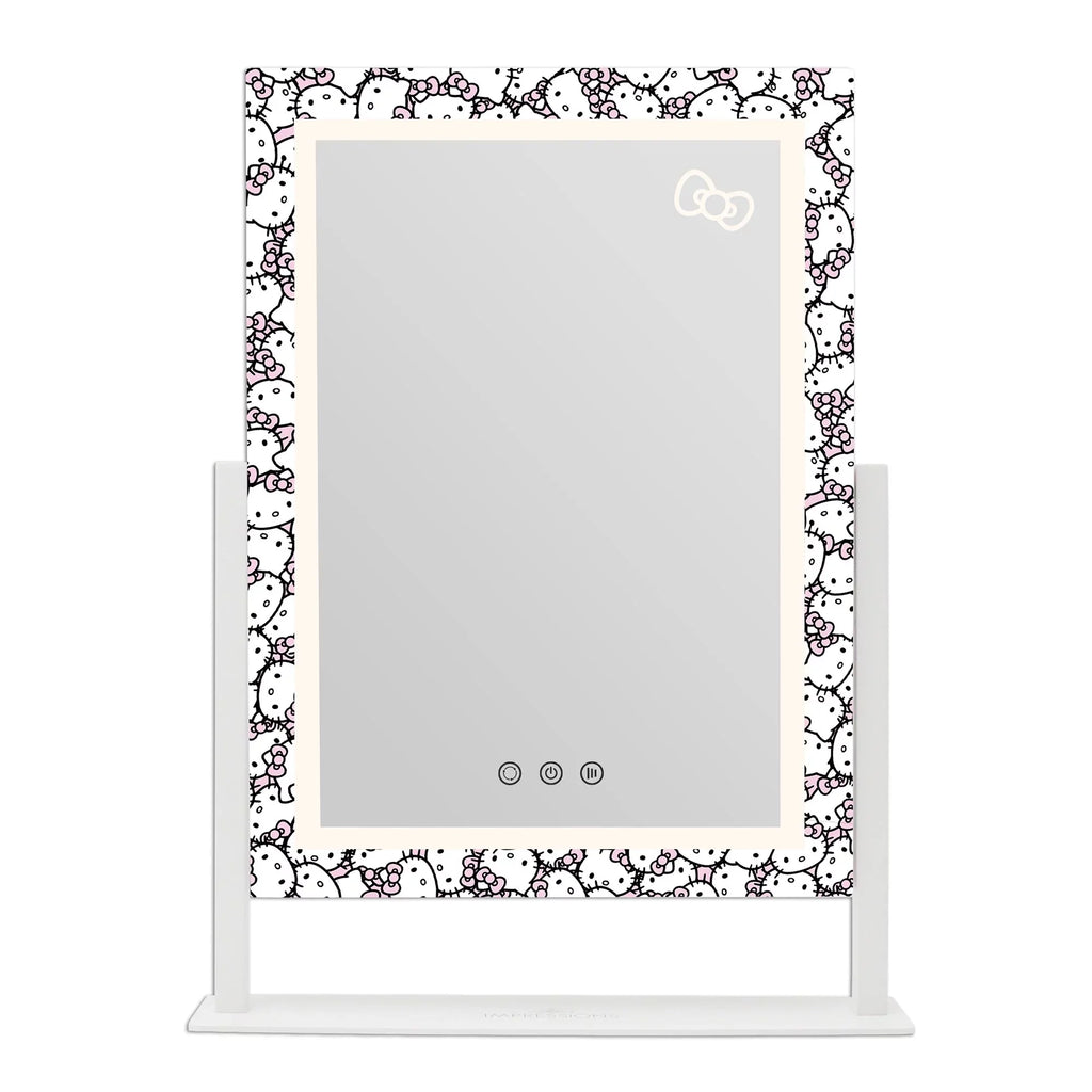 Impressions Vanity Hello Kitty Cute Tri Tone  Makeup Mirror, Lighted Vanity Mirror with Lights and 3X Magnification, 360 Degree Swivel Mirror with Touch and Iron Quality Frame (White)