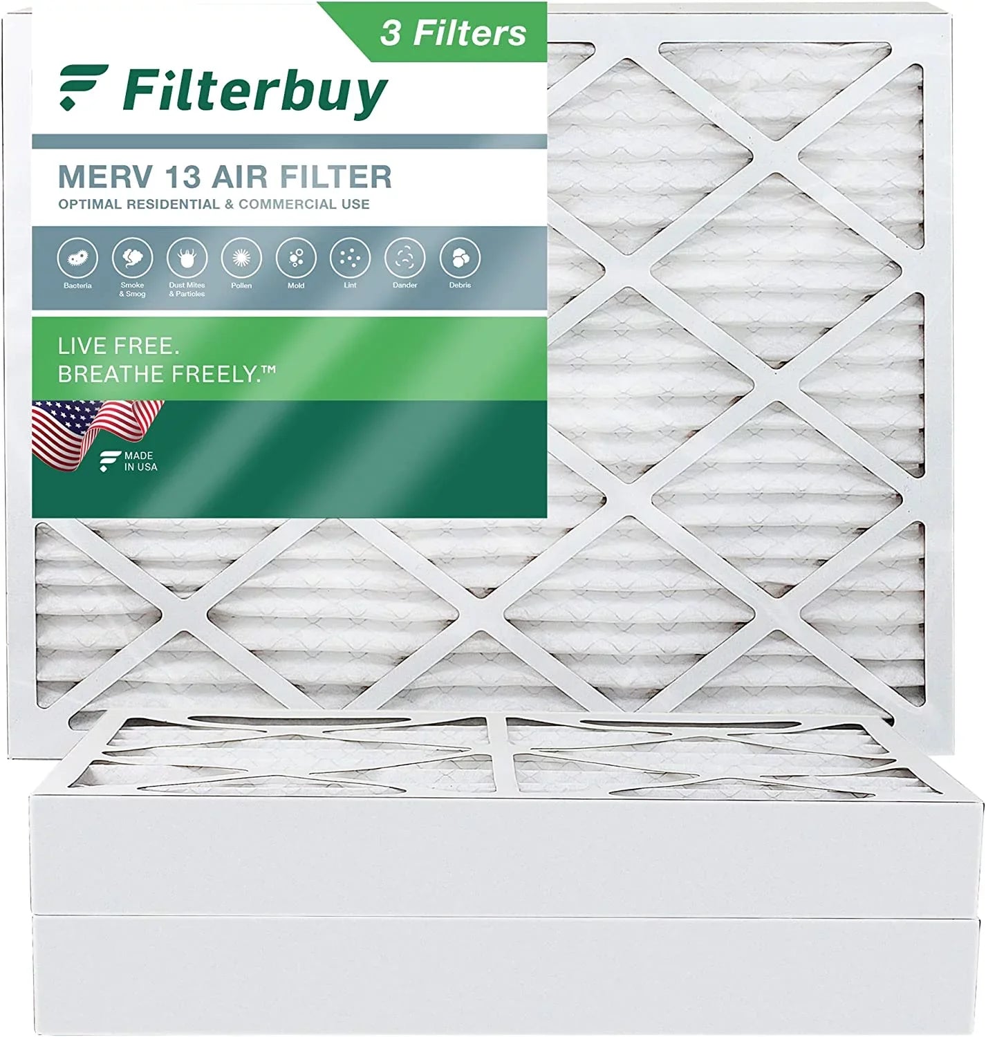 Filterbuy 16x20x4  13 Pleated   Furnace Air Filters (3-Pack)