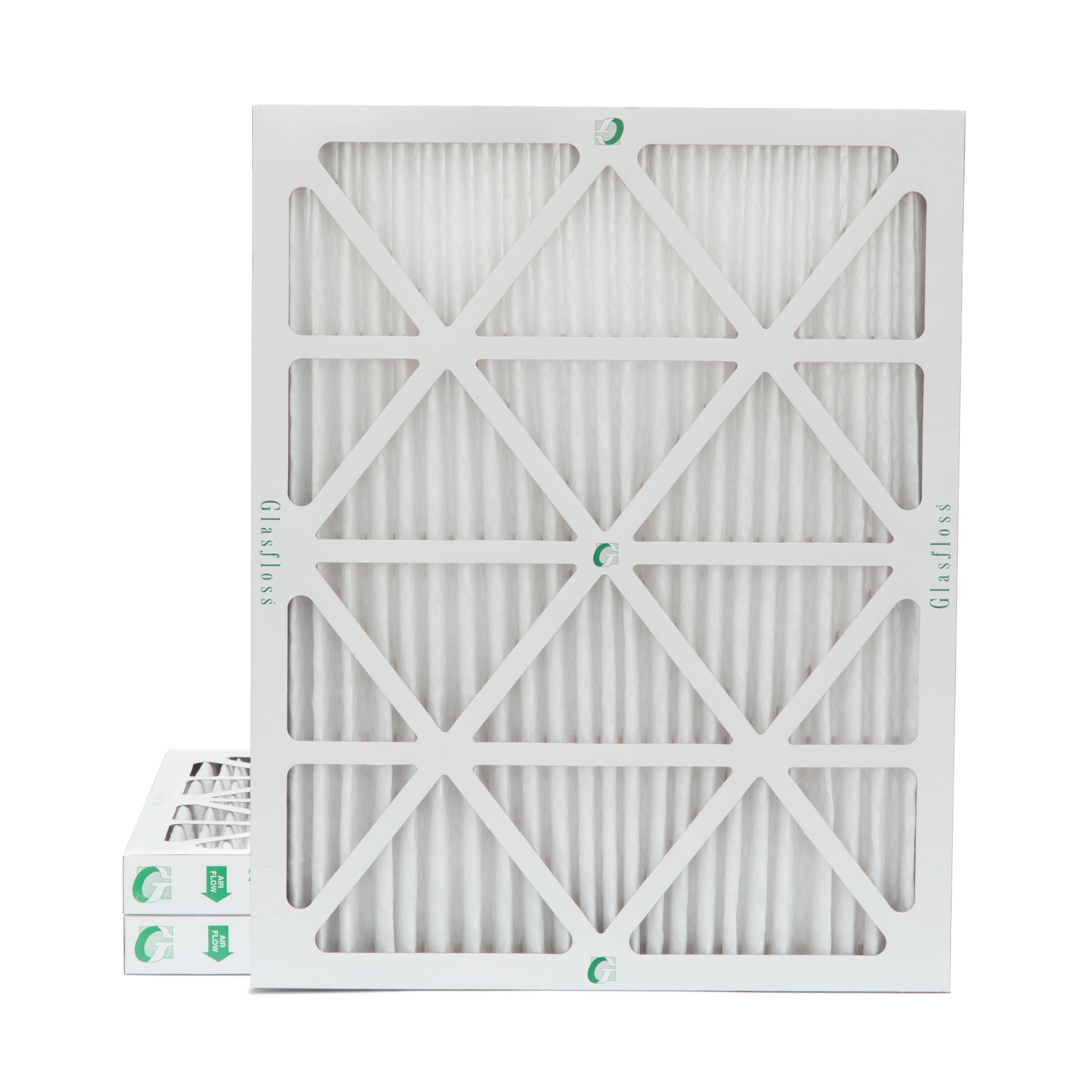3 Pack of 18x20x2  13 Pleated 2" Inch Air Filters by Glasfloss. Actual Size: 17-1/2 x 19-1/2 x 1-3/4