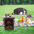 Folding Camping Kitchen Station Portable Barbecue Table Rack Brown Fabric Cover
