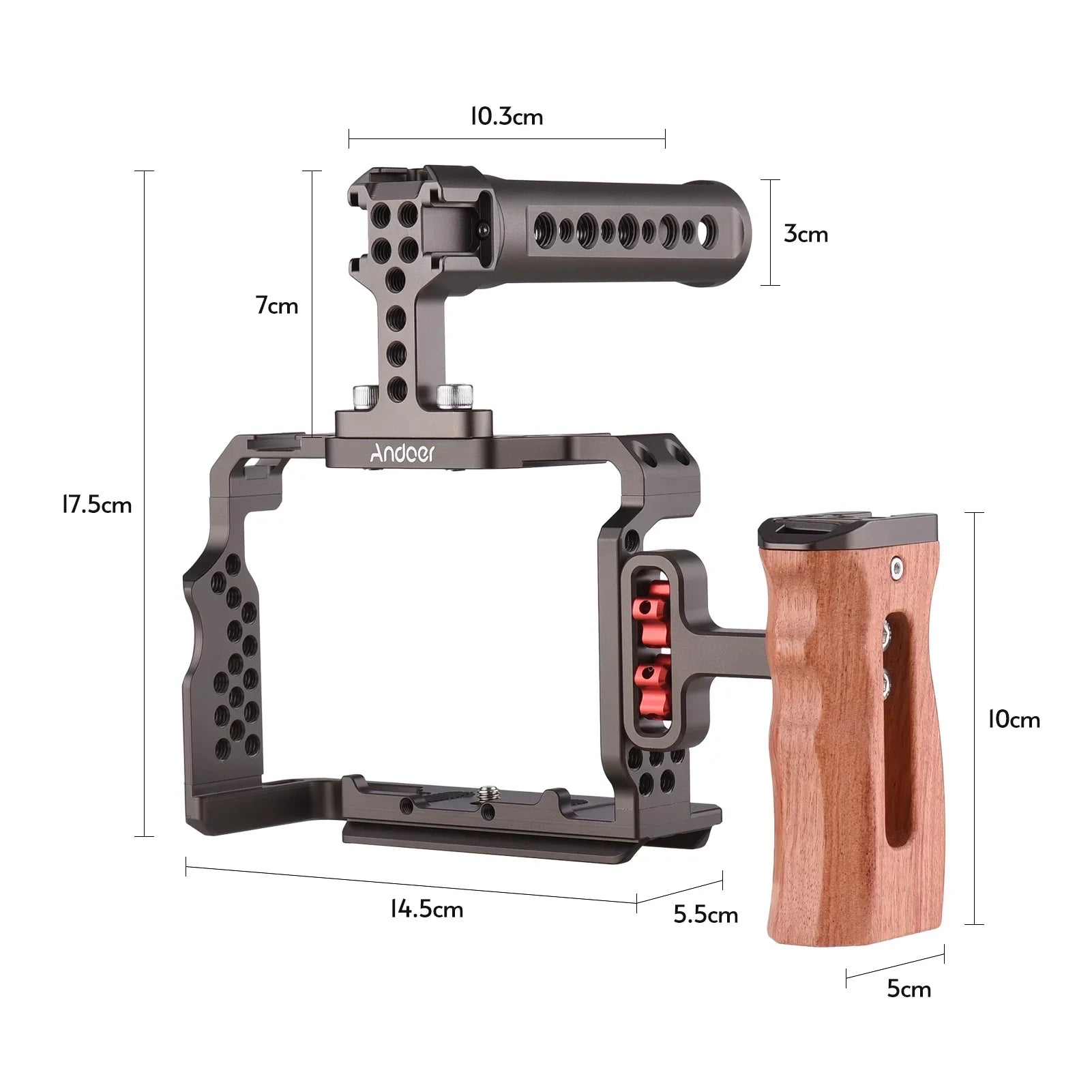 7299 Aluminum Alloy Cage Kit with Video Rig Handle Wooden Grip Replacement for Sony  /  /