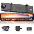 Dual Dash Cam 4K   11"  Rearview Mirror Car  Camera Front Rear Video Recorder