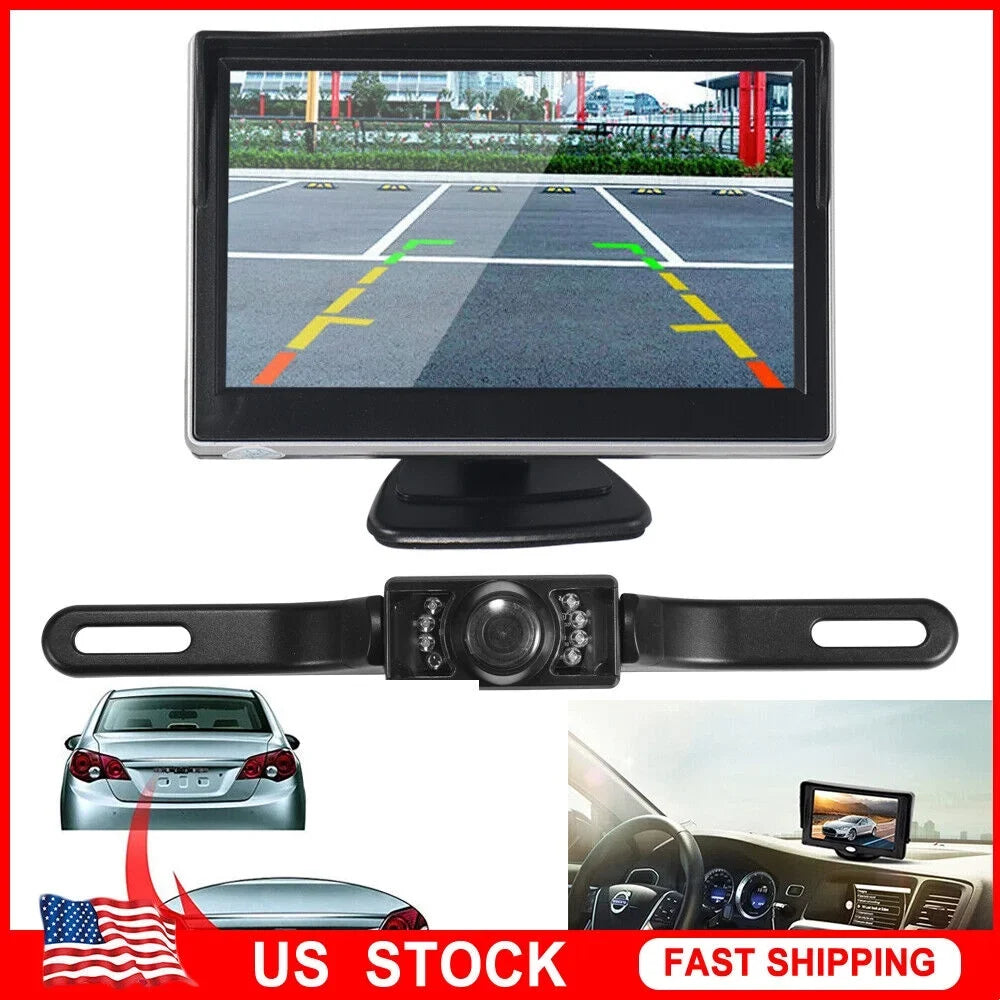 kydely  Car Night Vision Backup Camera Kit 5" Wireless Monitor  Rear View Waterproof