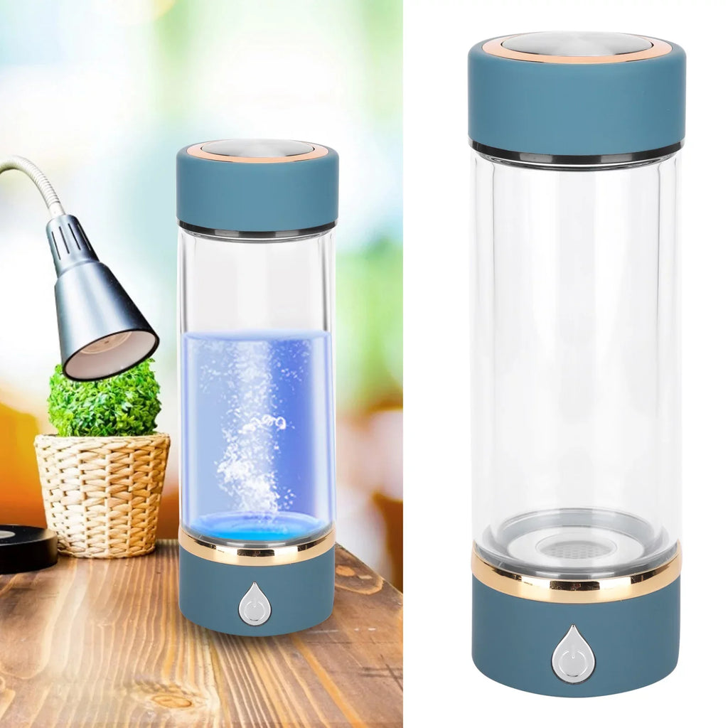 Hydrogen Water Bottle Generator  Portable Hydrogen Water Maker Machine 380ml Blue