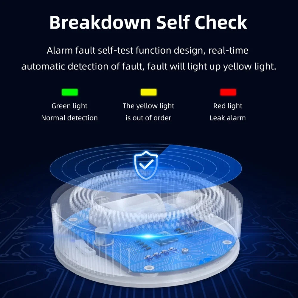 Tuya Wifi Gases Leakage Detection Device Live Voice Prompt  Remote Alarm with Concentration Display  Power Supplys High Decible Alarm