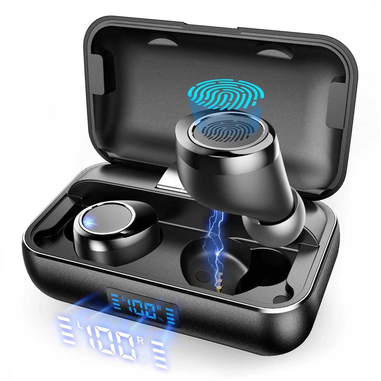 Wireless Earphones  True Stereo Earbuds Headphones w Mic Charging Case  Display  for Motorola Moto  (2020), One 5G, Razr (2020) (2019), Edge (2021) - Nokia 3.1, 7.1, ,  Endi