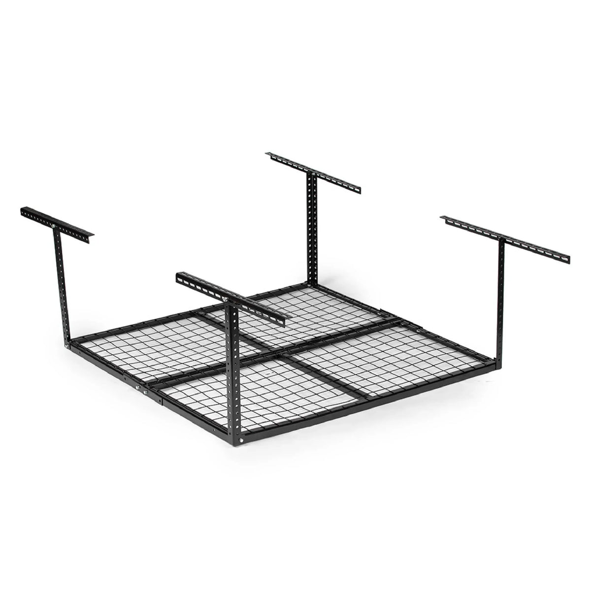Titan Attachments 4' x 4' Overhead Garage Storage Rack, 20" to 41" Adjustable Height, Ceiling Mount Organization System, Metal Wire Grid with 500  Loading Capacity, Storage for Bikes Equipment Bins