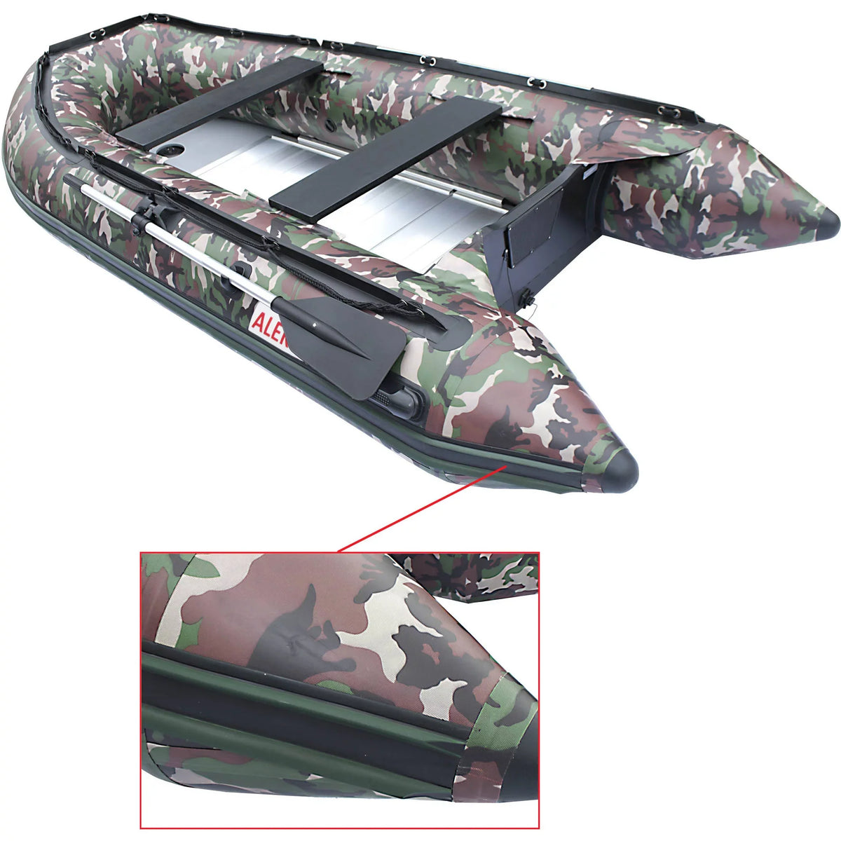 Inflatable Fishing Boat 4-Person Raft 10.5 feet - Camouflage