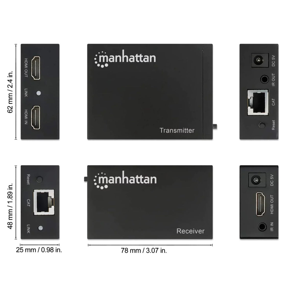 Manhattan 1080p  over Ethernet Extender Kit Up to 164 ft. with Single Cat6 Cable and  support