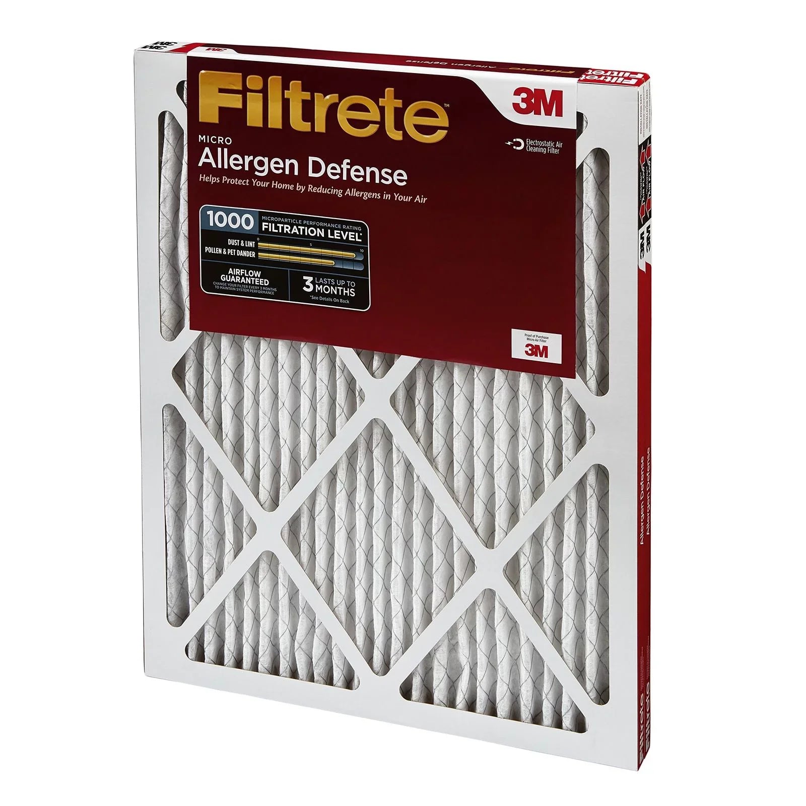 Filtrate 16x25x1,  Furnace Air Filter,  1000, Micro Allergen Defense, 2-Pack
