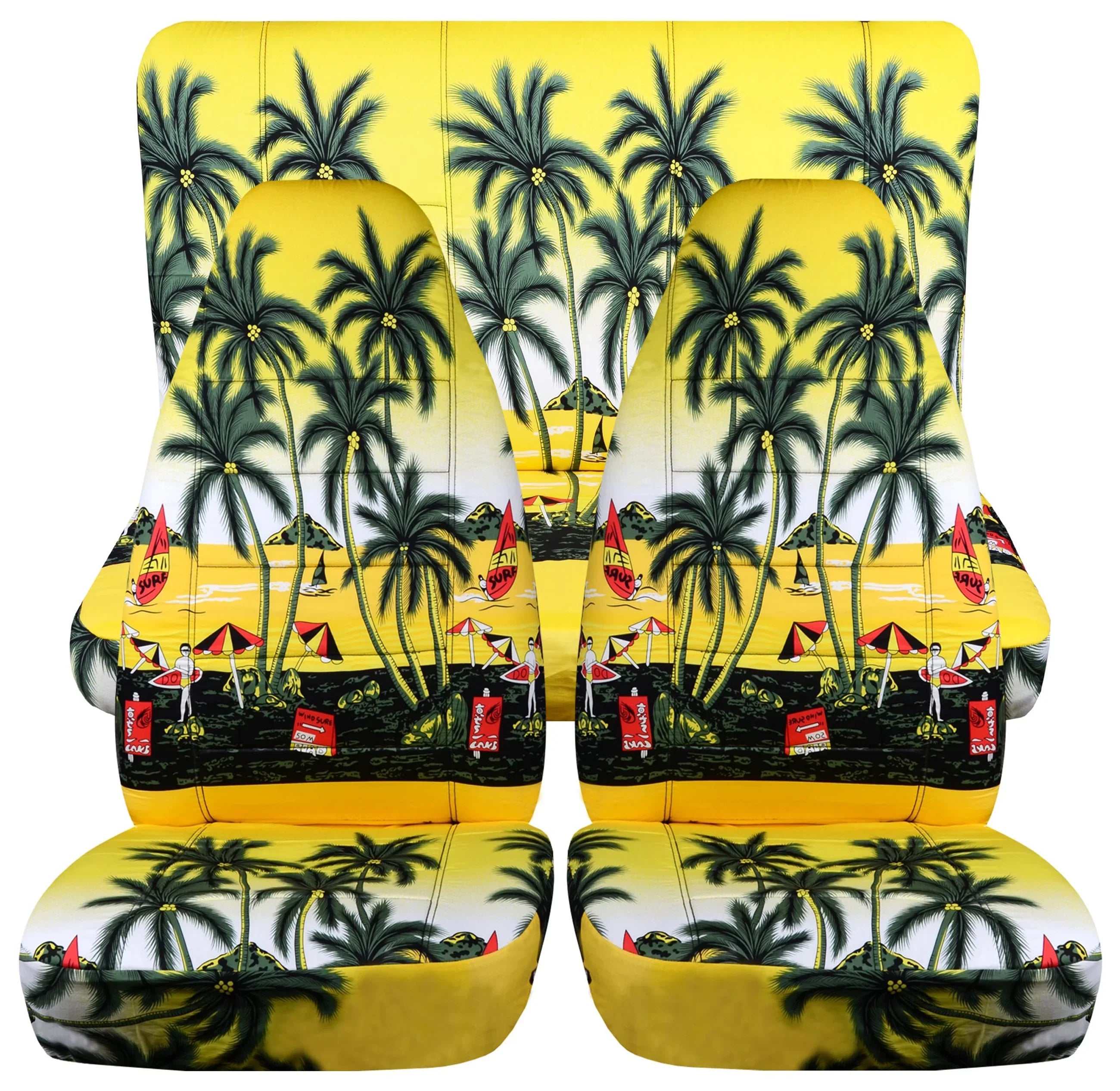'-Designshields Fits 2003-2006 Jeep wrangler  Hawaiian Print Seat Covers: Yellow w Palm Tree - Full Setr