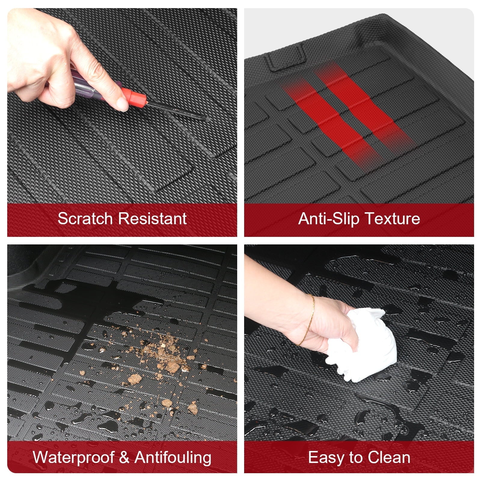 Ikon Motorsports Trunk Mat Compatible With 2023-2024 Honda -, Black 3D Molded Car Rear Carpets Liner Protection  Thermo Plastic Elastomer All Weather Boot Tray Cover Protector Pad