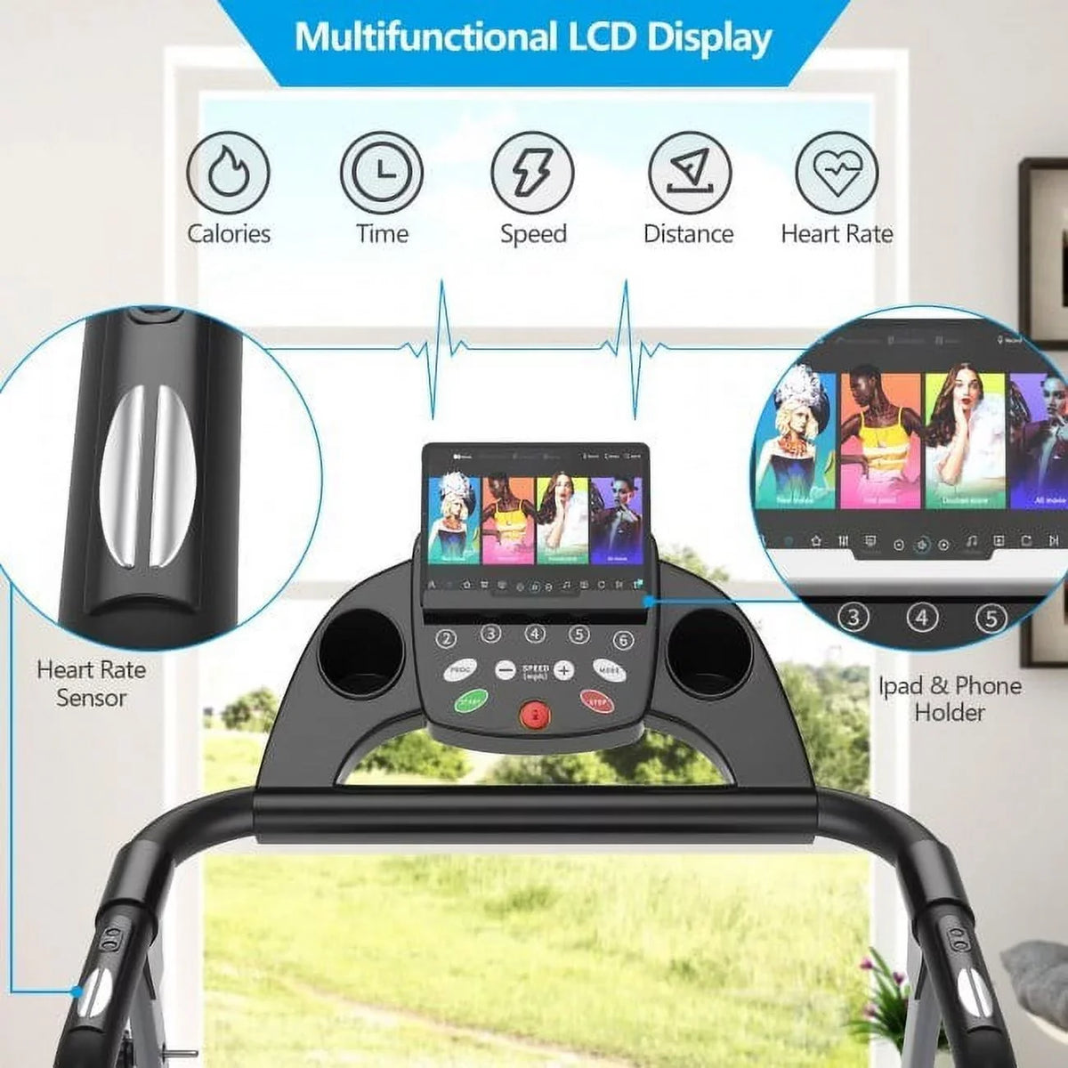 Compact Electric Folding Treadmill Level  Display Up Your Fitness Routine