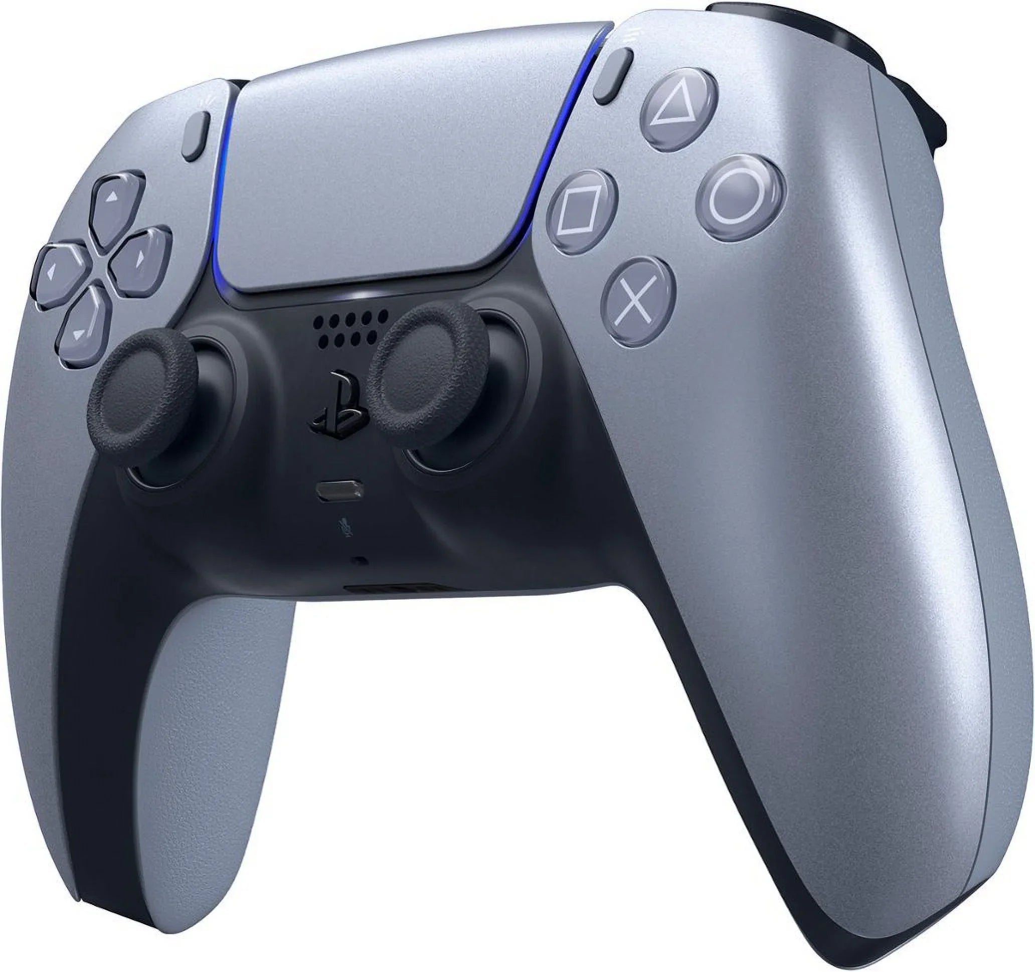 PlayStation 5,  DualSense Wireless Controller - Sterling Silver Bundle With 6Ave Microfiber Cleaning Cloth