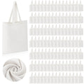 120 Pieces Cotton Tote Bag Bulk 13 x 15 Inch Blank Shopping Cloth Bags Reusable with Long Handle for Women Men  (White)