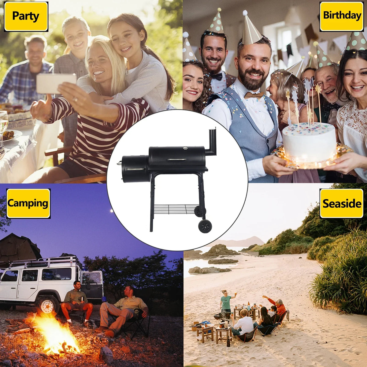 Vebreda Outdoor  Grill Charcoal Barbecue Pit Backyard Meat Cooker Smoker
