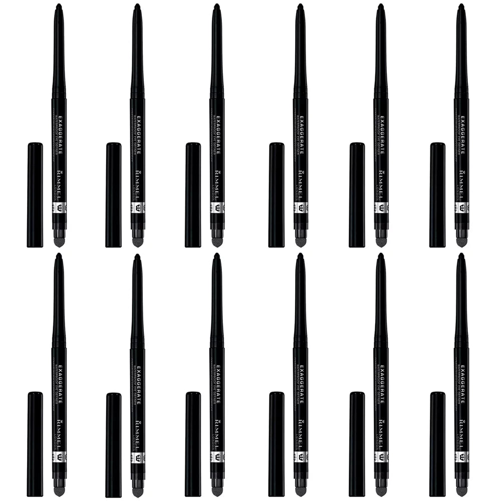 Pack of (12) Rimmel Exaggerate Waterproof Eye Definer Black 0.009 Ounces