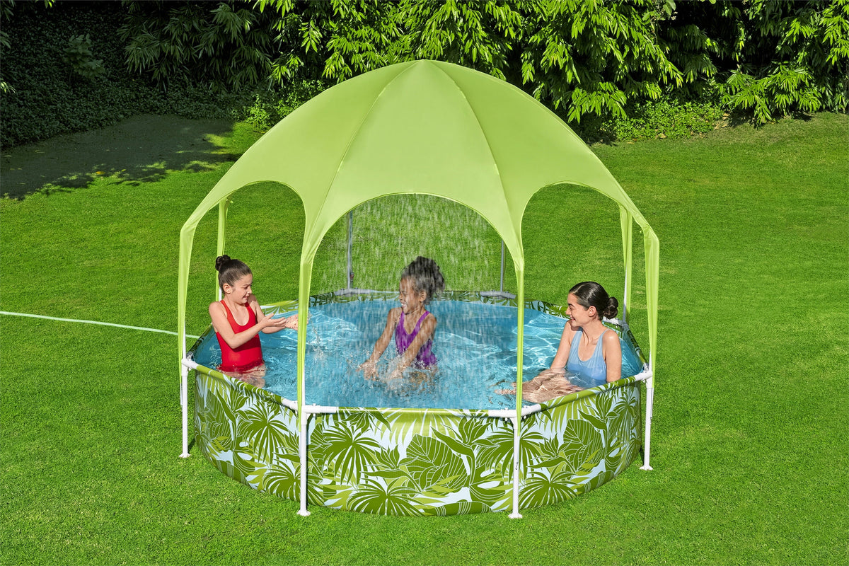 8 ft. x 20 in. Round Above Ground Pool Set With Pool Shade