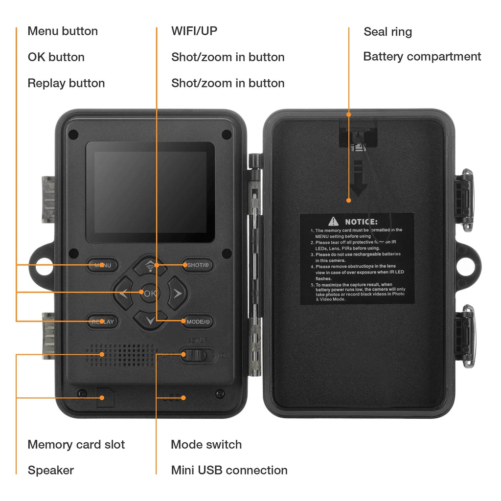 WiFi Bluetooth Trail Camera 20MP 1296P Game Hunting Camera with Nigth Vision Waterproof