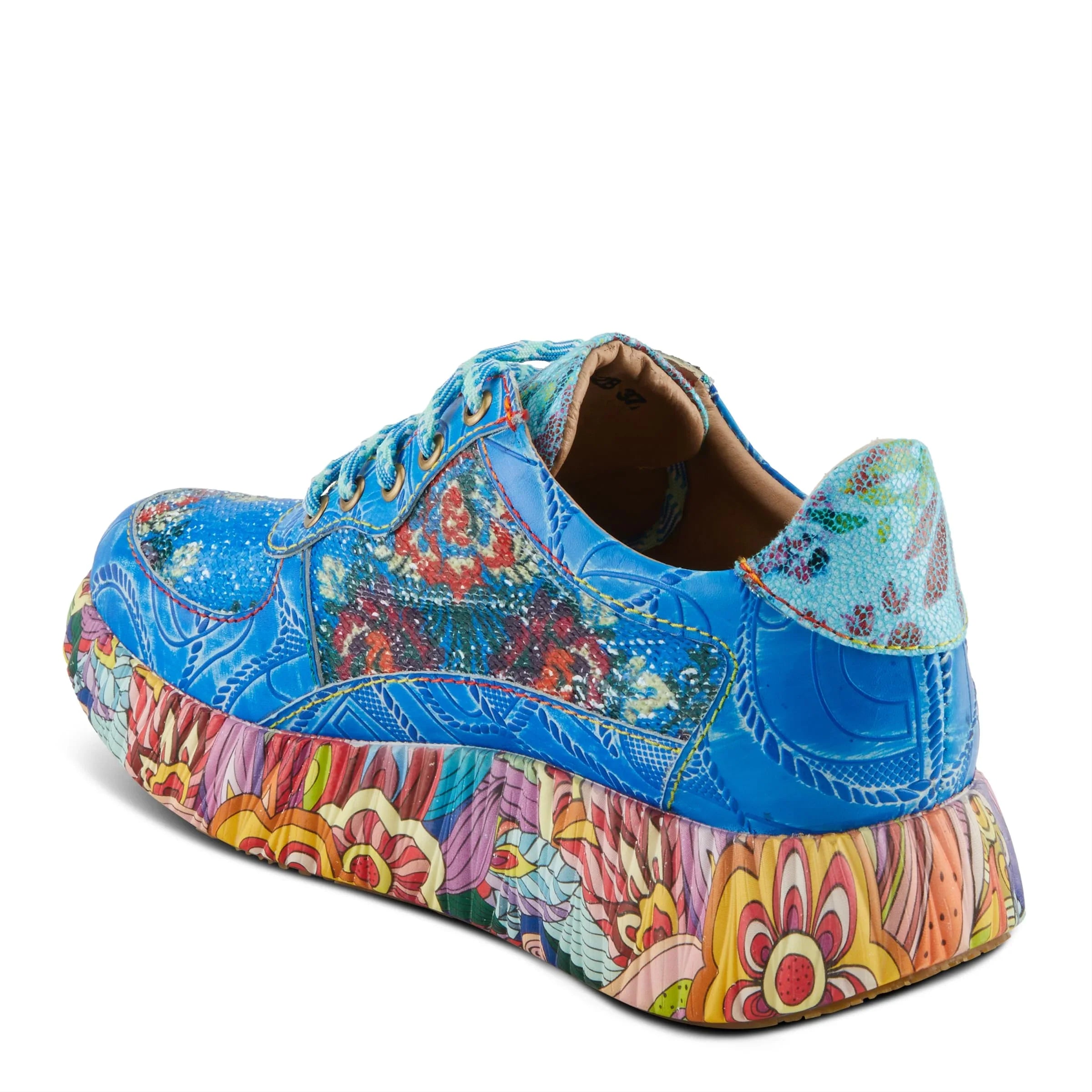 Spring Step 'Artiste Women's  Multicolored Fashion Sneakers | Unique Energetic Patterns Blue Multi  39 /  8.5