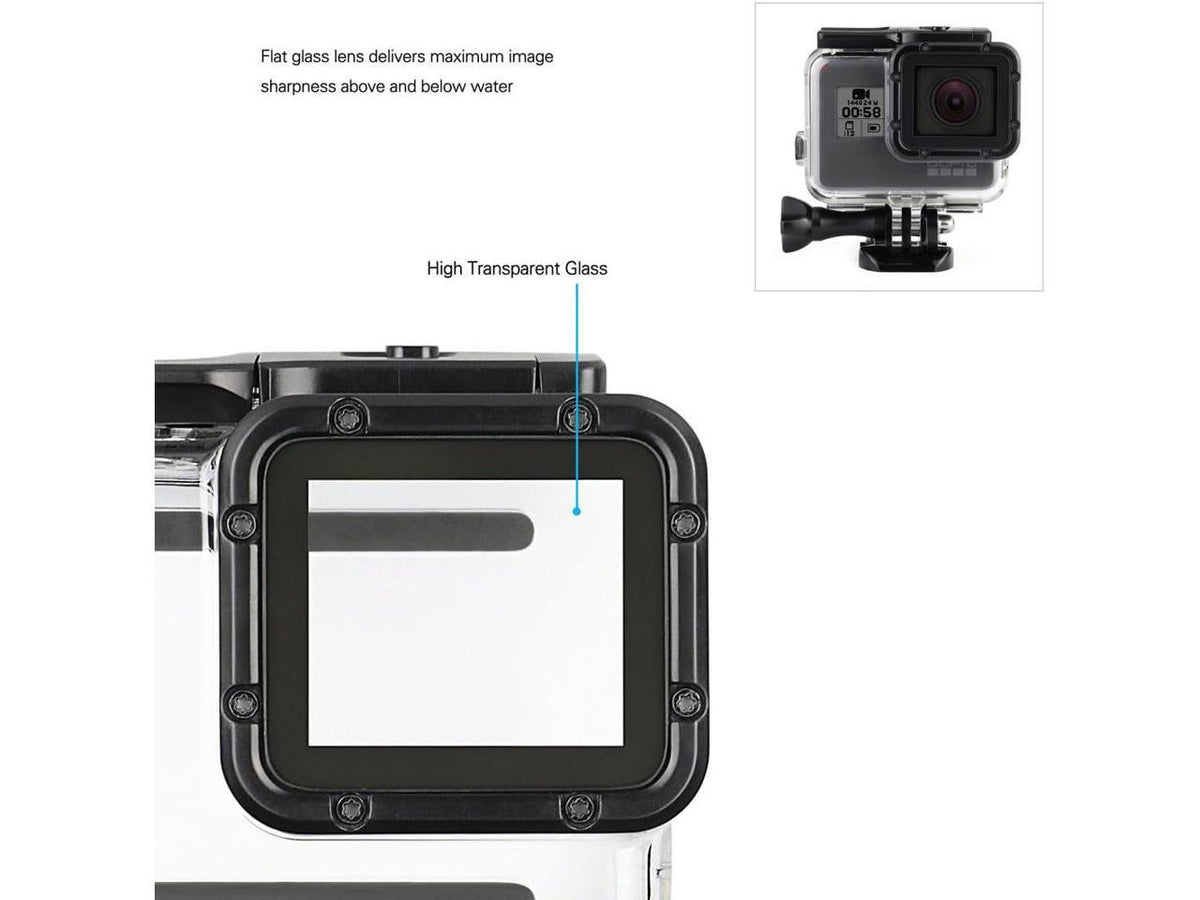 45m Underwater Waterproof Dive Housing Case with 3-Pack Dive Filters for GoPro Hero 5 6 7 Black Hero (2018) - Include Backdoor, Quick Release Buckle, Thumb Screw, Tripod Adapter, Lens Cap
