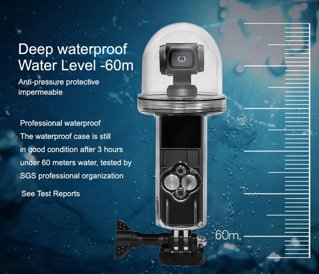 ZiSUGP New Sports Camera Waterproof Housing Case Shell Diving 60M for  Osmo Pocket Digital Watch for Teens Boys