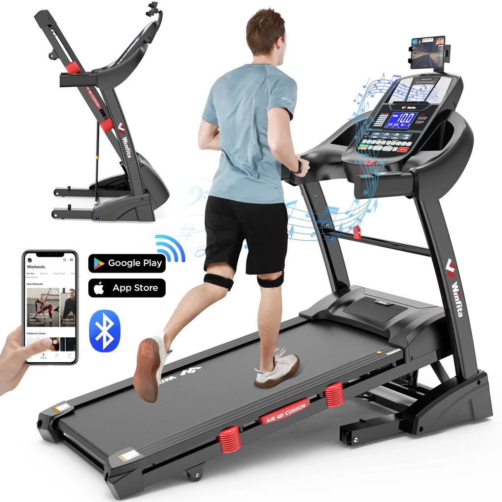 Famistar 4.5HP Folding Treadmill Clearance for Home with 15% Auto Incline 300  Capacity Up to 10MPH Speed Running Machine