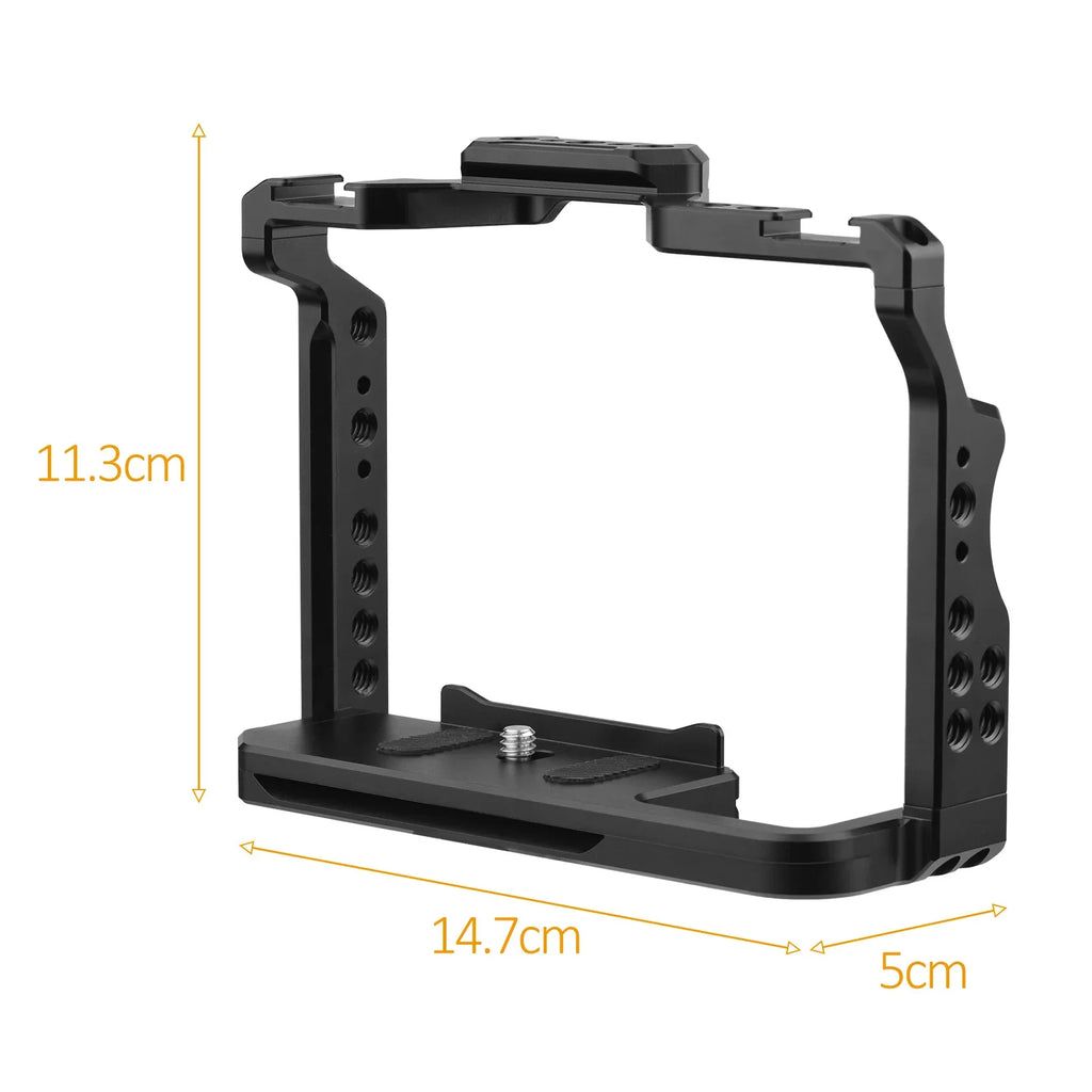 Camera Cage Aluminum Alloy Video Cage with Dual Cold Shoe Mounts Numerous 1/4 Inch Threads Replacement for Sony / / /  /  /