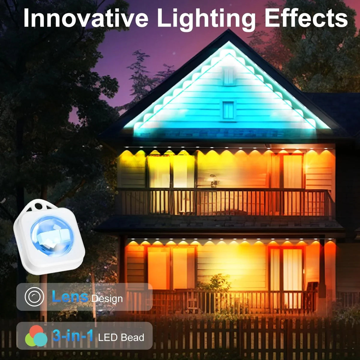 Permanent Outdoor Lights, 100ft with 72  Eaves Lights  Waterproof,  Outdoor Lights with  Scene Modes, Suitable for Holiday and Daily Using, Work with Remote & Alexa