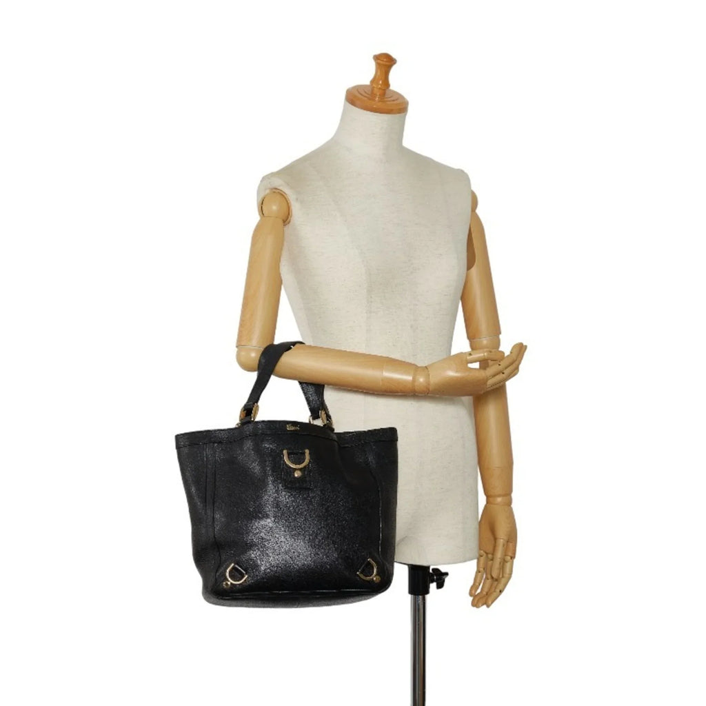 Pre-Owned Gucci Abbey Handbag Tote Bag 130739 Black Leather Women's  (Good)
