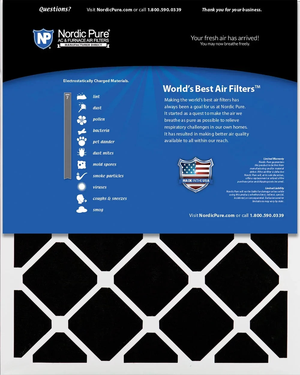 Nordic Pure 10x24x1 Pleated Air Filters  7 Plus Carbon 12 Pack