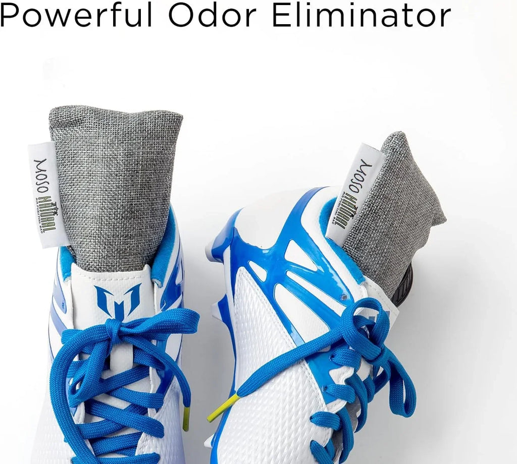 Moso Natural Mini Air Purifying Bags.  Scent Free Odor Eliminator for Shoes, Gym Bags and Sports Gear. Premium Moso Bamboo Charcoal Odor Absorber. (Two Packs of Two 75g Bags) 2 Year Lifespan!