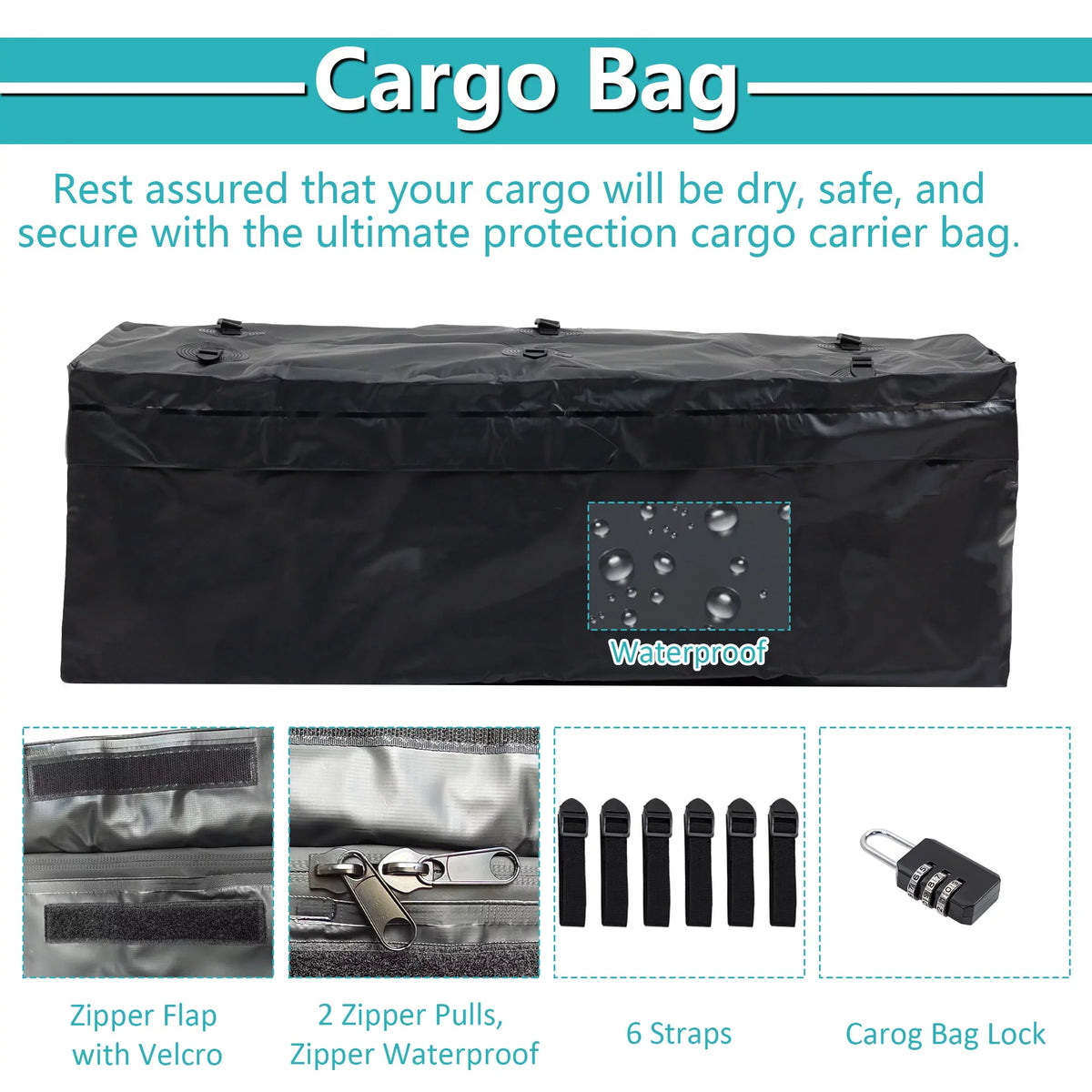 60" x 24" x 6" Hitched Mounted Folding Cargo Basket with a 500 lb Capacity for Car  Truck Trailer, Black
