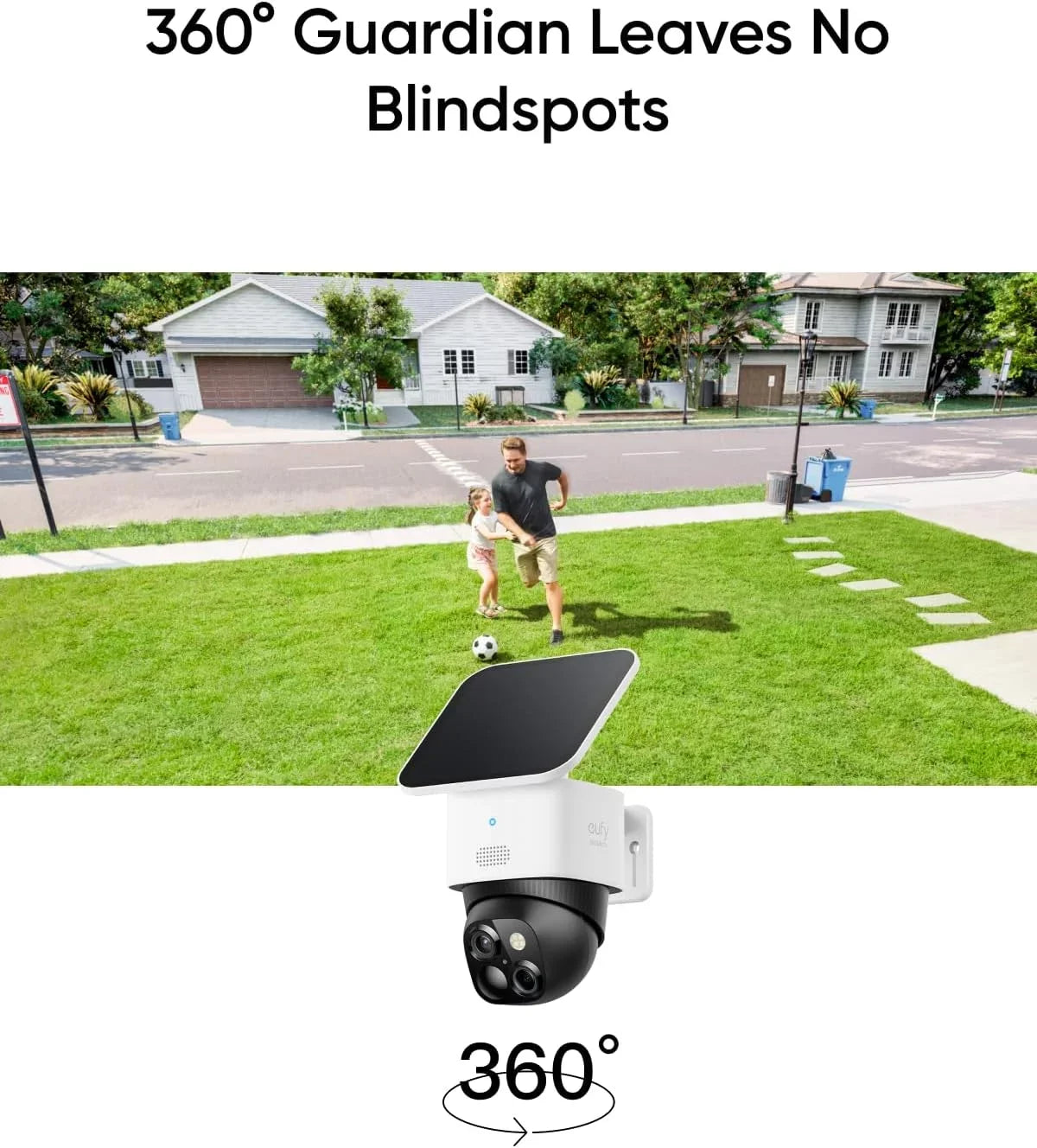 eufy Security SoloCam , Solar Security Camera, Wireless Outdoor Camera, 360° Surveillance, No Blind Spots, 2.4 GHz Wi-Fi, No Monthly Fee, HomeBase  Compatible