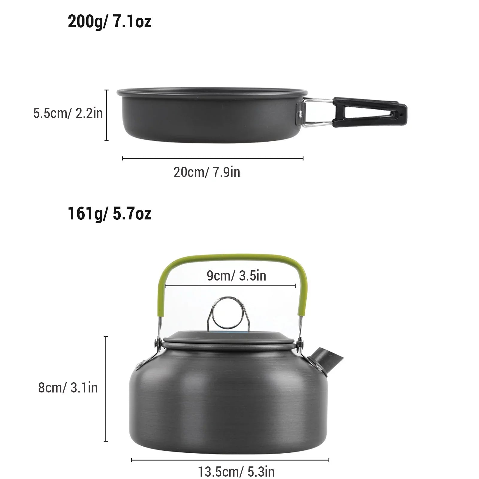 moobody Camping Cookware Mess Kit Non-Stick Pot and Pan Set with Kettle for Camping Hiking Backpacking
