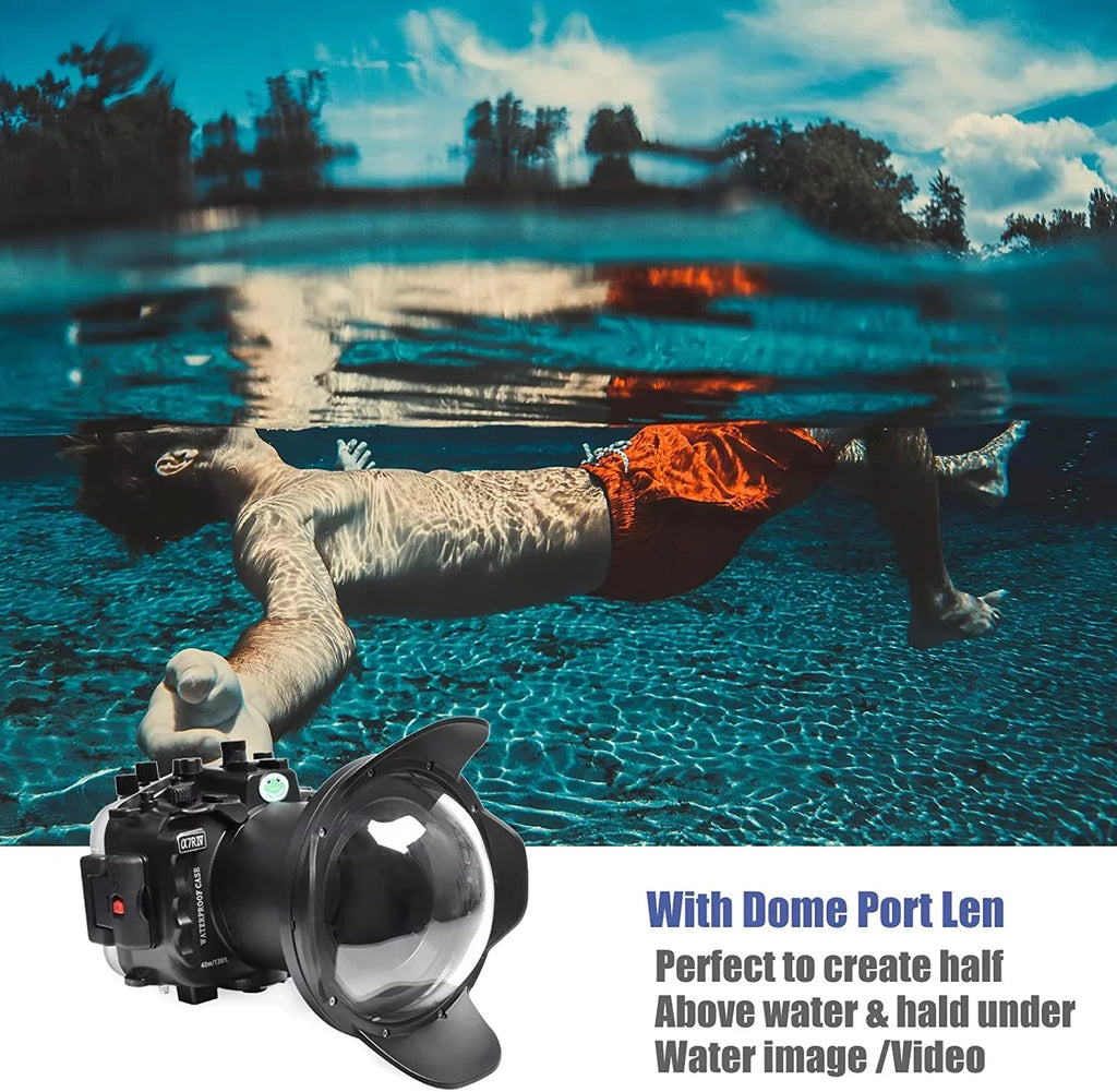 Seafrogs [40M/130FT] Underwater Housing Waterproof Case w/ 6 Inch Dome Port Kit for Sony    -7R  Compatible with Sony  16-35mm /4 28-70mm .5-5.6, 12-24mm   Lens-Black